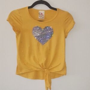 Yellow Kids Shirt with Sequin Heart